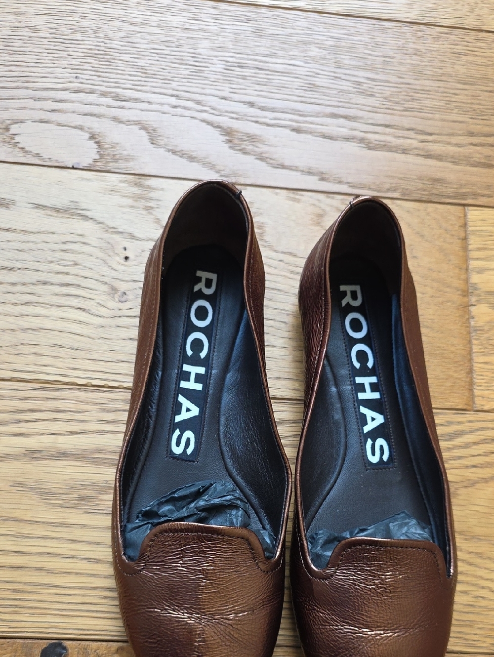 Rochas Copper Brown Leather Loafers